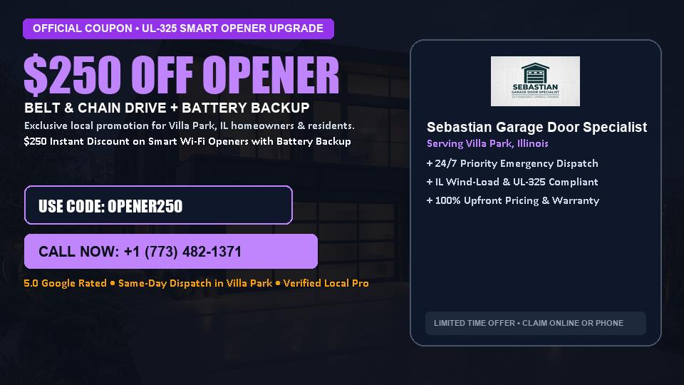 $250 OFF Smart Wi-Fi Garage Door Opener Installation in Villa Park, IL - Sebastian Garage Door Specialist